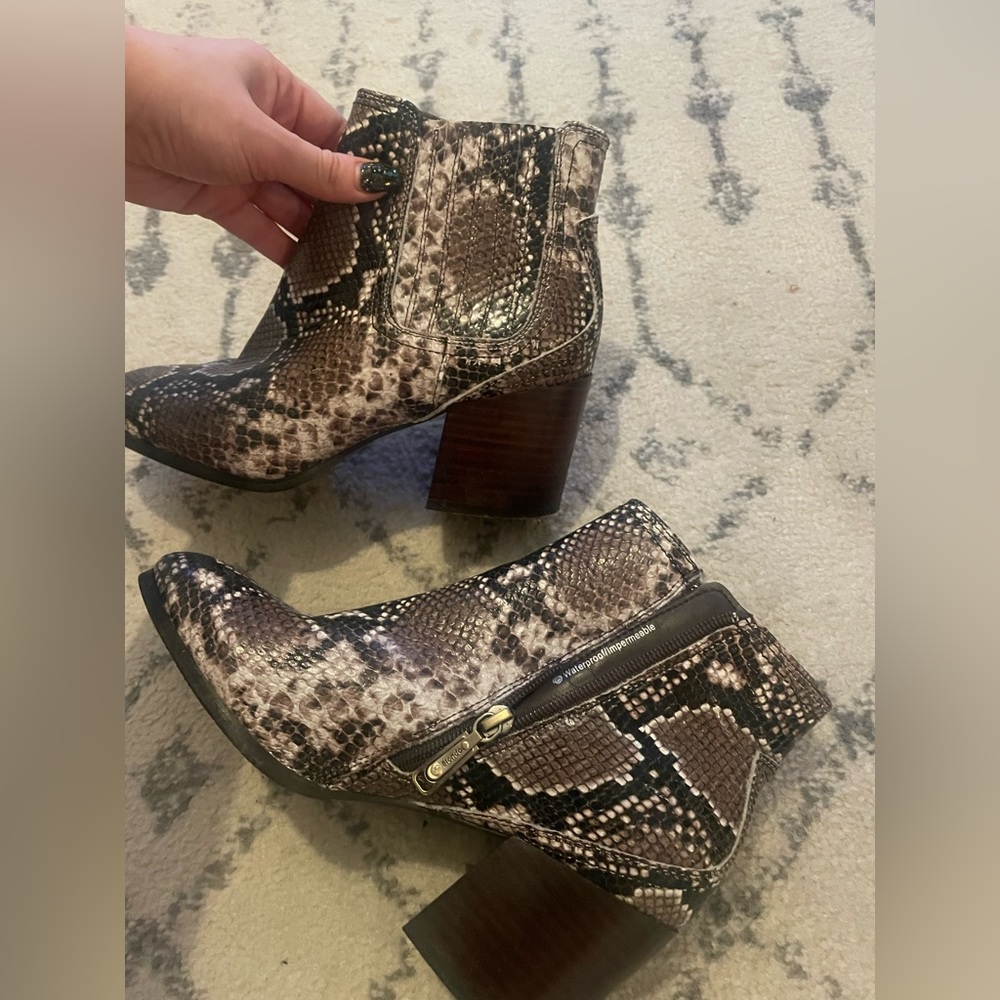 Snakeskin booties
